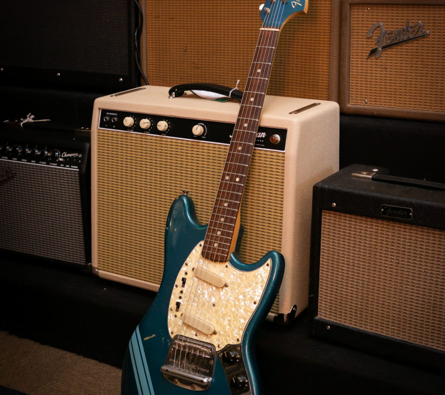 Fender Electric Guitars - 1969 Mustang - Competition Burgundy/Blue